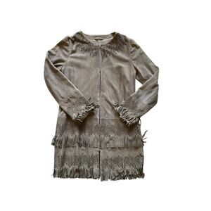 Vintage Genuine Suede Leather Women/Teen Jacket with Fringe Sz Small 40 Western